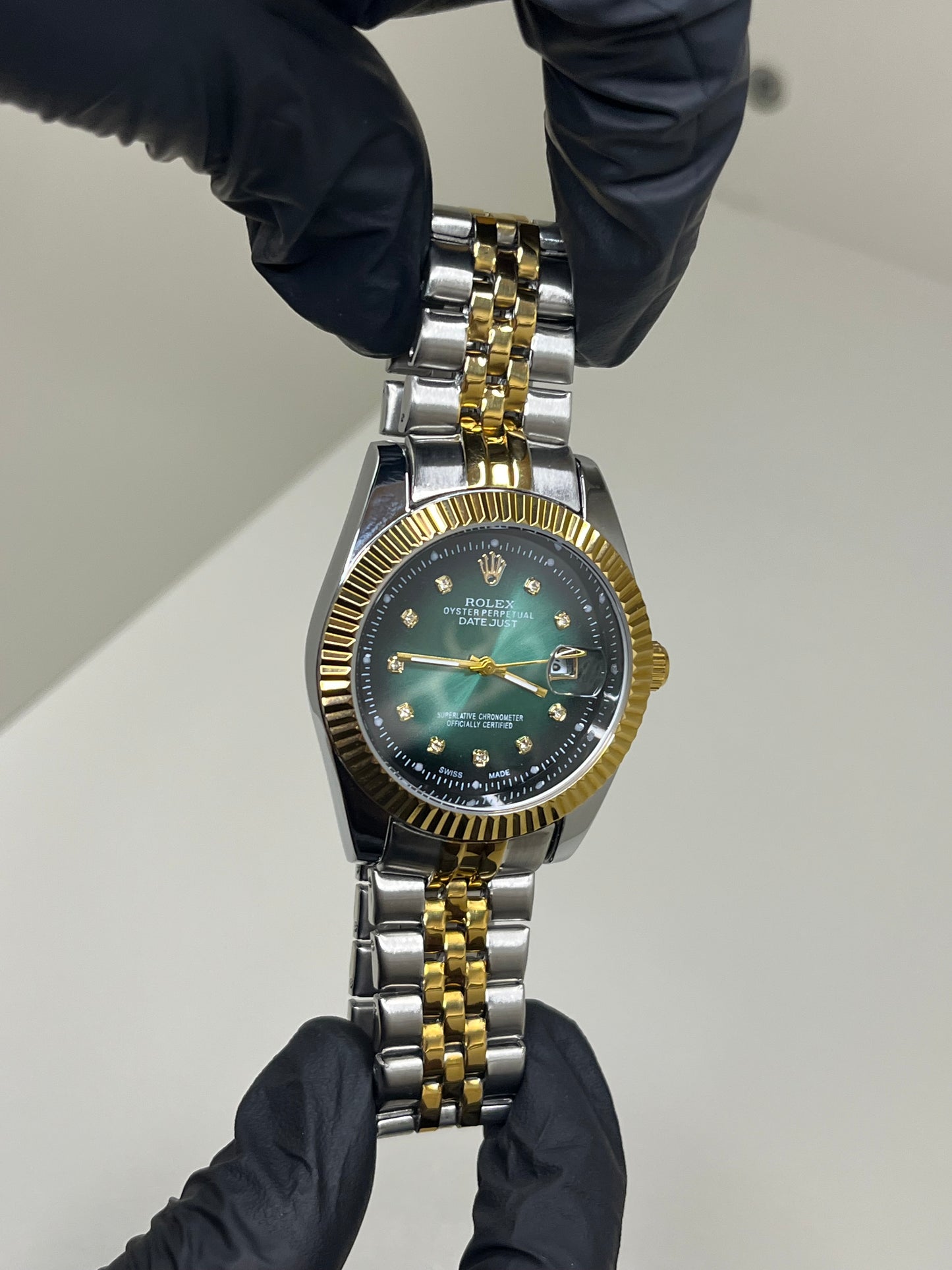 ROLEX Truetone with green dial and date