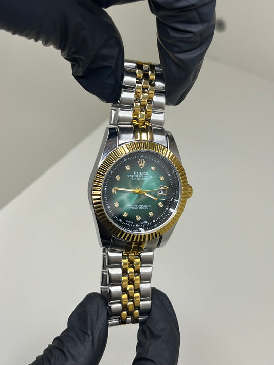 ROLEX Truetone with green dial and date