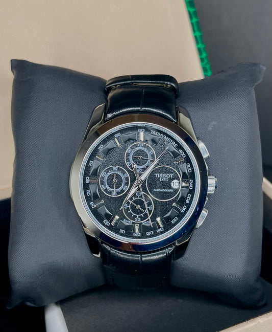 Tissot Chronograph with black leather straps